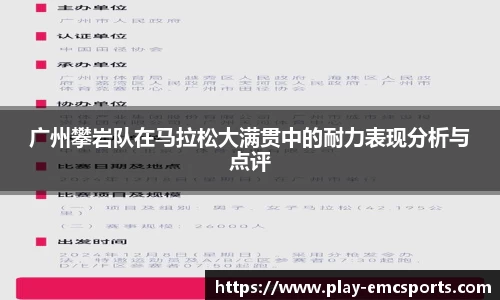 广州攀岩队在马拉松大满贯中的耐力表现分析与点评